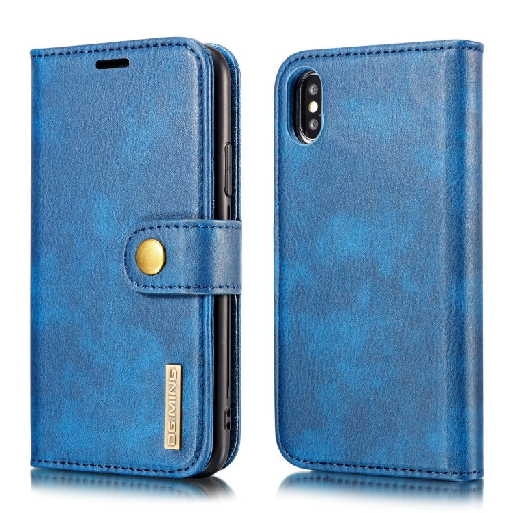 For iPhone XS Max DG.MING Crazy Horse Texture Flip Detachable Magnetic Leather Case with Holder & Card Slots & Wallet (Blue) - More iPhone Cases by DG.MING | Online Shopping UK | buy2fix