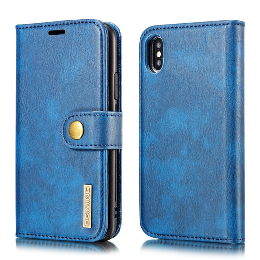 For iPhone XS Max DG.MING Crazy Horse Texture Flip Detachable Magnetic Leather Case with Holder & Card Slots & Wallet (Blue) - More iPhone Cases by DG.MING | Online Shopping UK | buy2fix