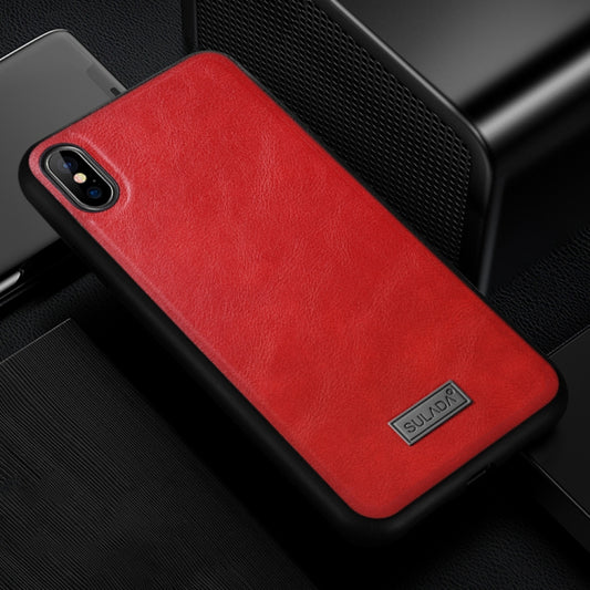 For iPhone XS Max SULADA Shockproof TPU + Handmade Leather Case (Red) - More iPhone Cases by SULADA | Online Shopping UK | buy2fix
