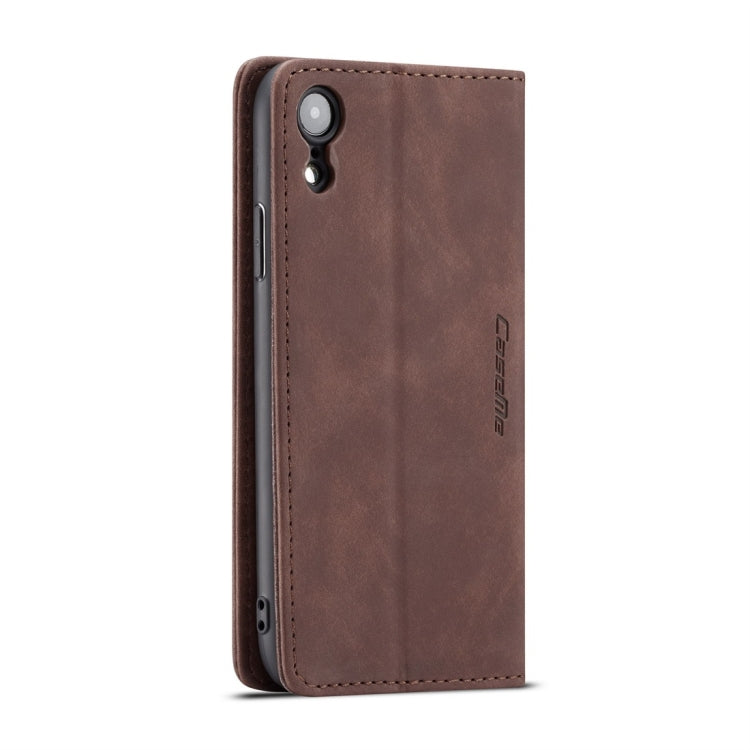 For iPhone XR CaseMe-013 Multifunctional Retro Frosted Horizontal Flip Leather Case with Card Slot & Holder & Wallet(Coffee) by CaseMe