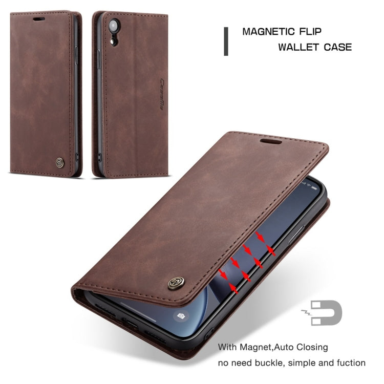 For iPhone XR CaseMe-013 Multifunctional Retro Frosted Horizontal Flip Leather Case with Card Slot & Holder & Wallet(Coffee) by CaseMe