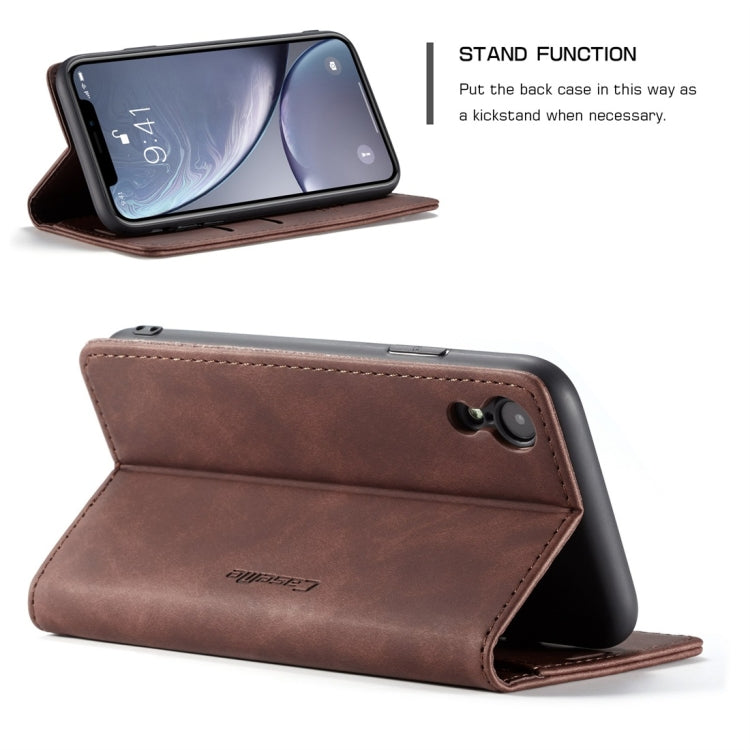 For iPhone XR CaseMe-013 Multifunctional Retro Frosted Horizontal Flip Leather Case with Card Slot & Holder & Wallet(Coffee) by CaseMe