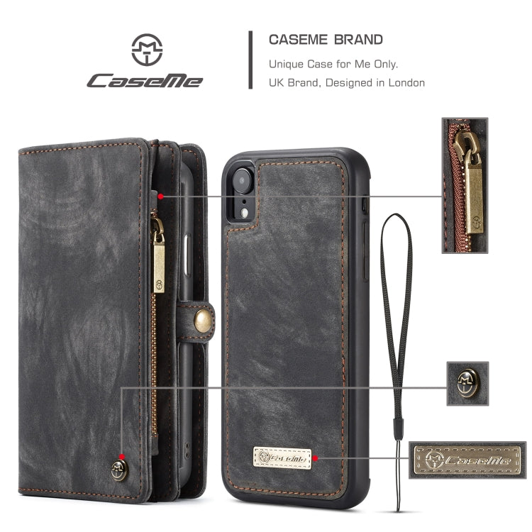 For iPhone XR CaseMe Detachable Multifunctional Horizontal Flip Leather Case with Card Slot & Holder & Zipper Wallet & Photo Frame (Black) - More iPhone Cases by CaseMe | Online Shopping UK | buy2fix