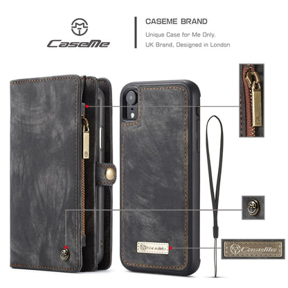 For iPhone XR CaseMe Detachable Multifunctional Horizontal Flip Leather Case with Card Slot & Holder & Zipper Wallet & Photo Frame (Black) - More iPhone Cases by CaseMe | Online Shopping UK | buy2fix