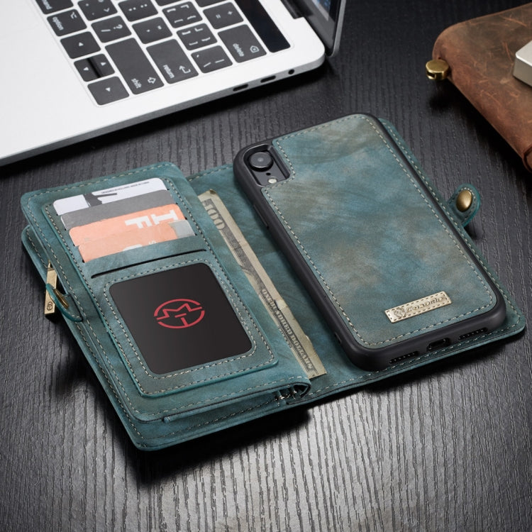 For iPhone XR CaseMe Detachable Multifunctional Horizontal Flip Leather Case with Card Slot & Holder & Zipper Wallet & Photo Frame (Blue) - More iPhone Cases by CaseMe | Online Shopping UK | buy2fix