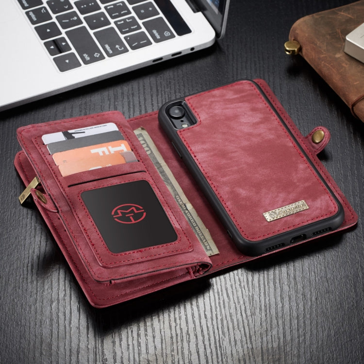 For iPhone XR CaseMe Detachable Multifunctional Horizontal Flip Leather Case with Card Slot & Holder & Zipper Wallet & Photo Frame (Red) - More iPhone Cases by CaseMe | Online Shopping UK | buy2fix