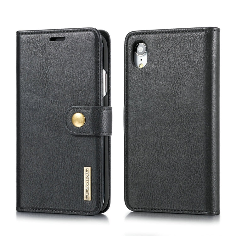 For iPhone XR DG.MING Crazy Horse Texture Flip Detachable Magnetic Leather Case with Holder & Card Slots & Wallet (Black) - More iPhone Cases by DG.MING | Online Shopping UK | buy2fix