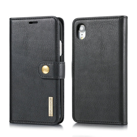 For iPhone XR DG.MING Crazy Horse Texture Flip Detachable Magnetic Leather Case with Holder & Card Slots & Wallet (Black) - More iPhone Cases by DG.MING | Online Shopping UK | buy2fix