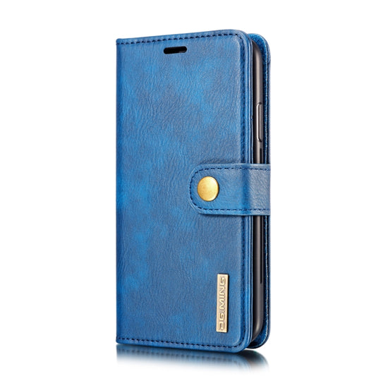 For iPhone XR DG.MING Crazy Horse Texture Flip Detachable Magnetic Leather Case with Holder & Card Slots & Wallet (Blue) by DG.MING