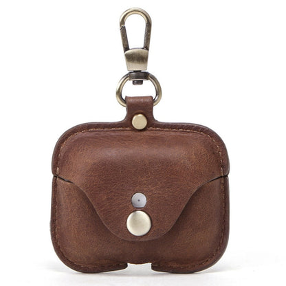 CF1108 For AirPods Pro Crazy Horse Texture Earphone Protective Leather Case with Hook(Brown) - For AirPods Pro by buy2fix | Online Shopping UK | buy2fix