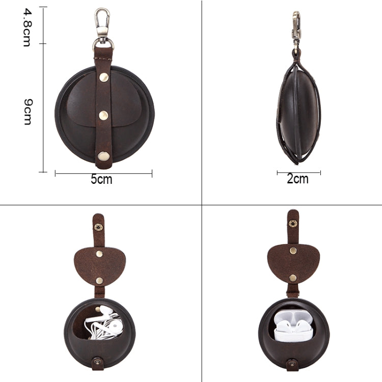 CF1042B For AirPods Pro Crazy Horse Texture Convenient Multifunction Earphone Protective Leather Case with Hook(Sapphire Blue) - For AirPods Pro by buy2fix | Online Shopping UK | buy2fix