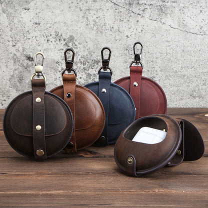 CF1042B For AirPods Pro Crazy Horse Texture Convenient Multifunction Earphone Protective Leather Case with Hook(Sapphire Blue) - For AirPods Pro by buy2fix | Online Shopping UK | buy2fix