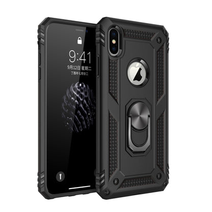 For iPhone X / XS Sergeant Armor Shockproof TPU + PC Protective Case with 360 Degree Rotation Holder (Black) by buy2fix