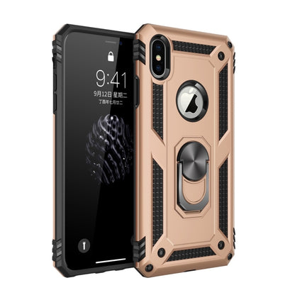 For iPhone X / XS Sergeant Armor Shockproof TPU + PC Protective Case with 360 Degree Rotation Holder (Gold) by buy2fix