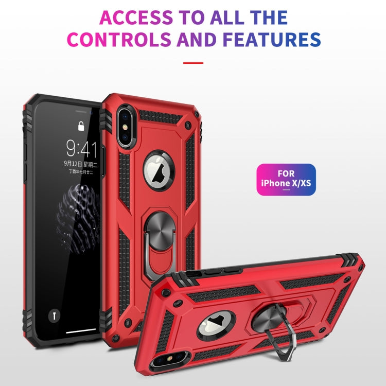 For iPhone X / XS Sergeant Armor Shockproof TPU + PC Protective Case with 360 Degree Rotation Holder (Gold) by buy2fix