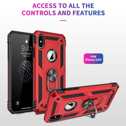 For iPhone X / XS Sergeant Armor Shockproof TPU + PC Protective Case with 360 Degree Rotation Holder (Red) by buy2fix