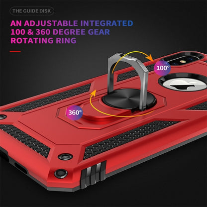 For iPhone X / XS Sergeant Armor Shockproof TPU + PC Protective Case with 360 Degree Rotation Holder (Red) by buy2fix