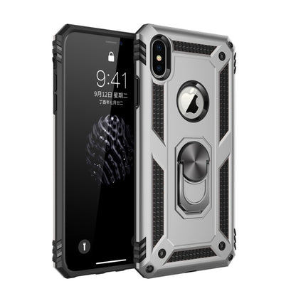 For iPhone X / XS Sergeant Armor Shockproof TPU + PC Protective Case with 360 Degree Rotation Holder (Silver) by buy2fix