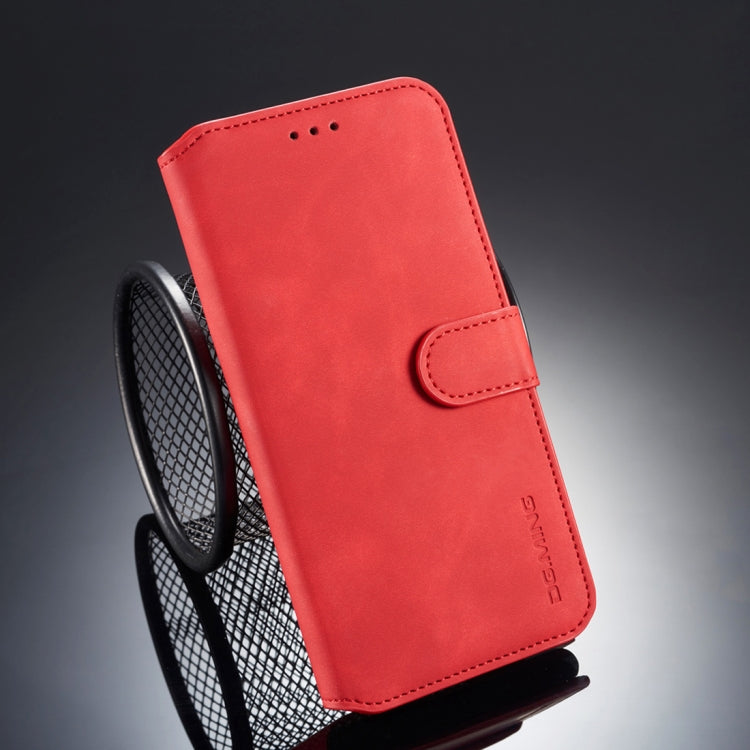 For iPhone X / XS DG.MING Retro Oil Side Horizontal Flip Case with Holder & Card Slots & Wallet (Red) - More iPhone Cases by DG.MING | Online Shopping UK | buy2fix