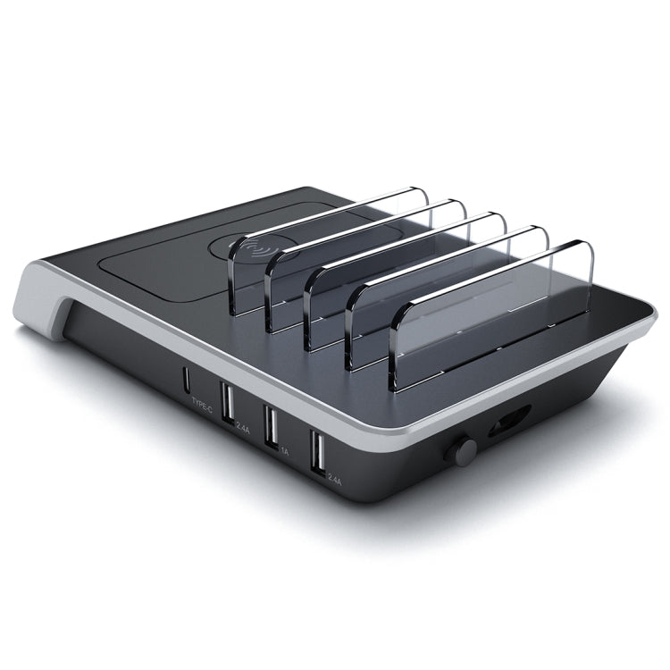 UD09 4 USB Ports Qi Standard Wireless Charger Phone Desktop Stand Holder, AU Plug - Multifunction Charger by buy2fix | Online Shopping UK | buy2fix