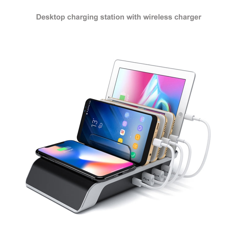 UD09 4 USB Ports Qi Standard Wireless Charger Phone Desktop Stand Holder, AU Plug - Multifunction Charger by buy2fix | Online Shopping UK | buy2fix