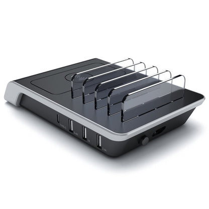 UD09 4 USB Ports Qi Standard Wireless Charger Phone Desktop Stand Holder, US Plug - Multifunction Charger by buy2fix | Online Shopping UK | buy2fix