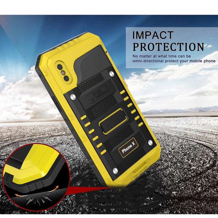 For iPhone X / XS Waterproof Dustproof Shockproof Zinc Alloy + Silicone Case (Yellow) - More iPhone Cases by buy2fix | Online Shopping UK | buy2fix