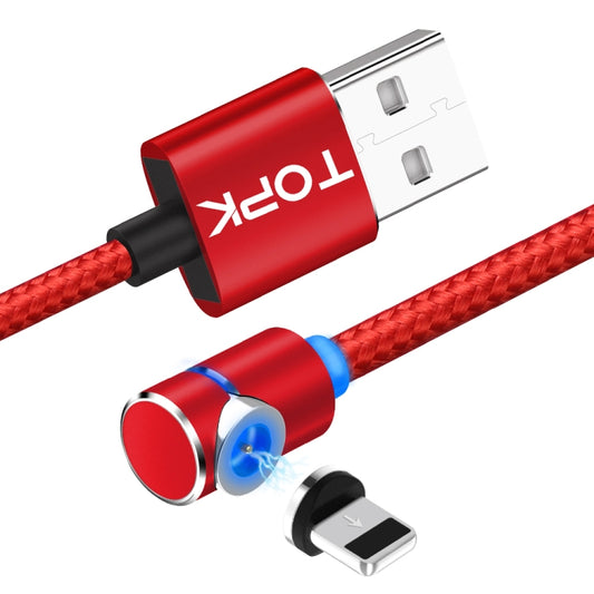 TOPK AM30 1m 2.4A Max USB to 8 Pin 90 Degree Elbow Magnetic Charging Cable with LED Indicator(Red) - Charging Cable & Head by TOPK | Online Shopping UK | buy2fix