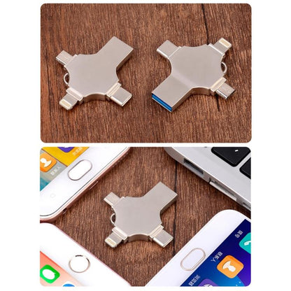 Cross 4 in 1 256GB 8 Pin + Micro USB + USB-C / Type-C + USB 3.0 Metal Flash Disk(Silver) - USB Flash Drives by buy2fix | Online Shopping UK | buy2fix