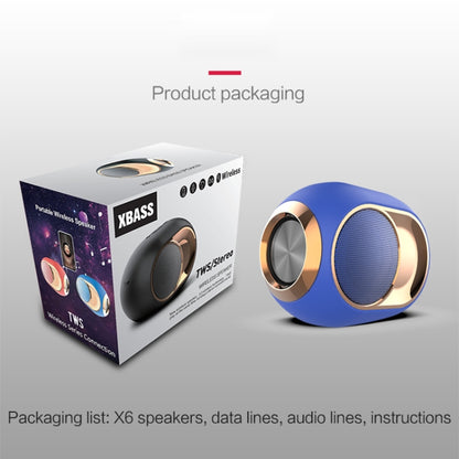 X6 TWS Outdoor Waterproof Bass Wireless Bluetooth Speaker, Support Hands-free / USB / AUX / TF Card (Blue) - Waterproof Speaker by buy2fix | Online Shopping UK | buy2fix