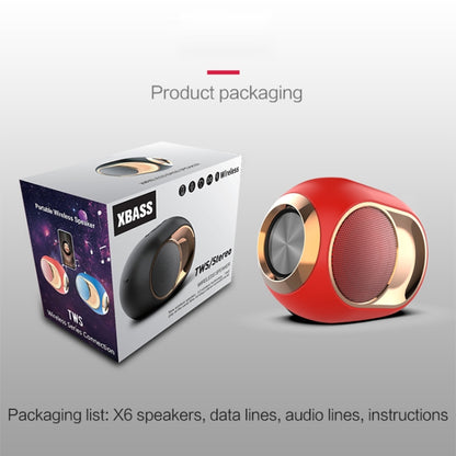 X6 TWS Outdoor Waterproof Bass Wireless Bluetooth Speaker, Support Hands-free / USB / AUX / TF Card (Red) - Waterproof Speaker by buy2fix | Online Shopping UK | buy2fix