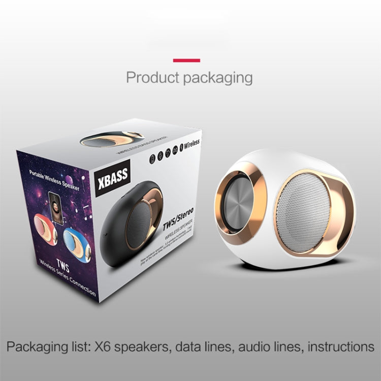 X6 TWS Outdoor Waterproof Bass Wireless Bluetooth Speaker, Support Hands-free / USB / AUX / TF Card (White) - Waterproof Speaker by buy2fix | Online Shopping UK | buy2fix