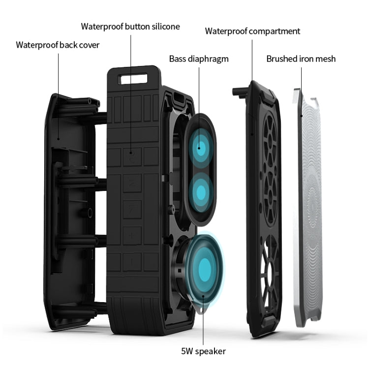 X3 5W Outdoor IPX7 Waterproof Wireless Bluetooth Speaker, Support Hands-free / USB / AUX / TF Card (Black) - Waterproof Speaker by buy2fix | Online Shopping UK | buy2fix