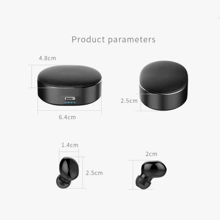 B20 Mini Portable In-ear Noise Cancelling Bluetooth V5.0 Stereo Earphone with 360 Degrees Rotation Charging Box(Black) - Bluetooth Earphone by buy2fix | Online Shopping UK | buy2fix