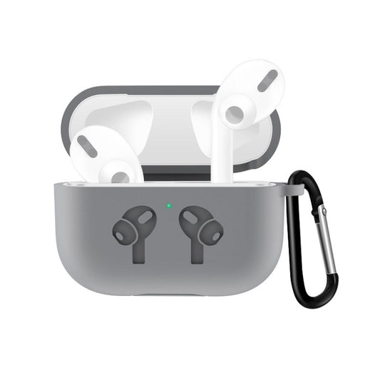 For AirPods Pro Silicone Flip Cover Earphone Protective Case with Anti-drop Buckle(Grey) - For AirPods Pro by buy2fix | Online Shopping UK | buy2fix