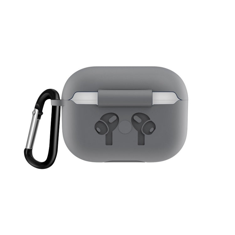 For AirPods Pro Silicone Flip Cover Earphone Protective Case with Anti-drop Buckle(Grey) - For AirPods Pro by buy2fix | Online Shopping UK | buy2fix
