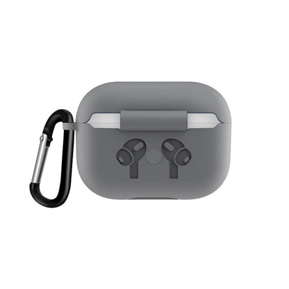 For AirPods Pro Silicone Flip Cover Earphone Protective Case with Anti-drop Buckle(Grey) - For AirPods Pro by buy2fix | Online Shopping UK | buy2fix