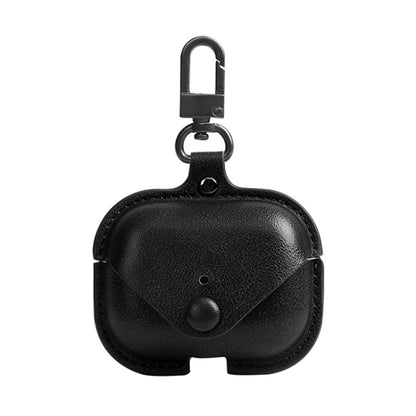For AirPods Pro Litchi Texture PU Leather Earphone Protective Case with Hook(Black) - For AirPods Pro by buy2fix | Online Shopping UK | buy2fix
