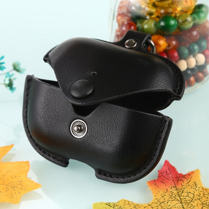 For AirPods Pro Litchi Texture PU Leather Earphone Protective Case with Hook(Black) - For AirPods Pro by buy2fix | Online Shopping UK | buy2fix