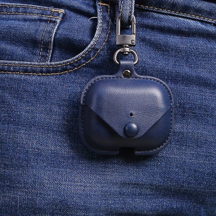 For AirPods Pro Litchi Texture PU Leather Earphone Protective Case with Hook(Black) - For AirPods Pro by buy2fix | Online Shopping UK | buy2fix