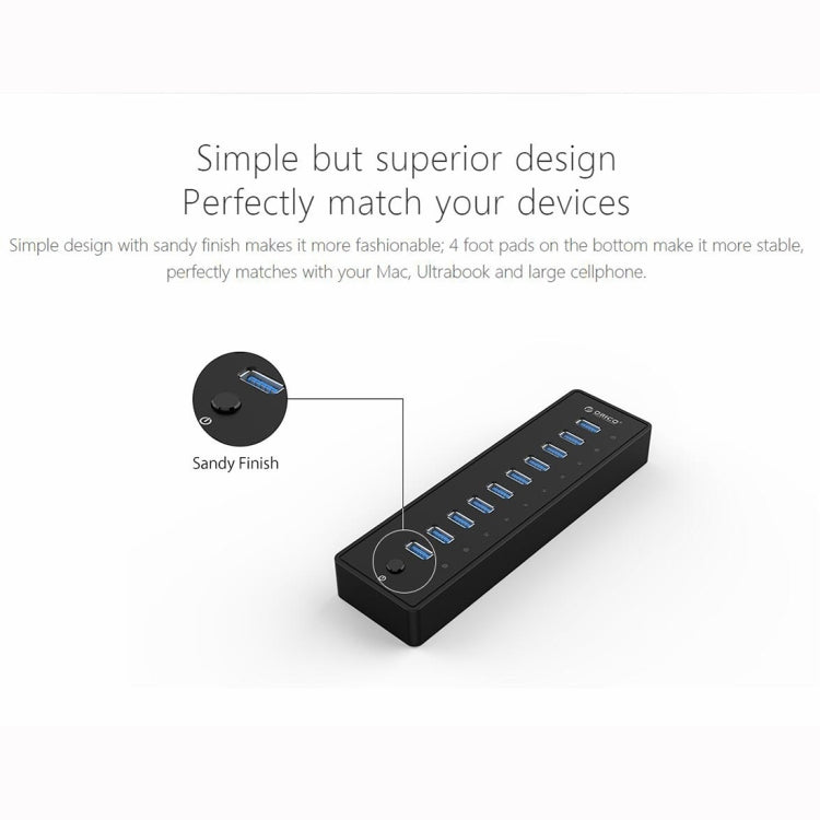 ORICO P10-U3-V1 10 USB 3.0 Ports HUB, Specification: US Plug - USB HUB by buy2fix | Online Shopping UK | buy2fix