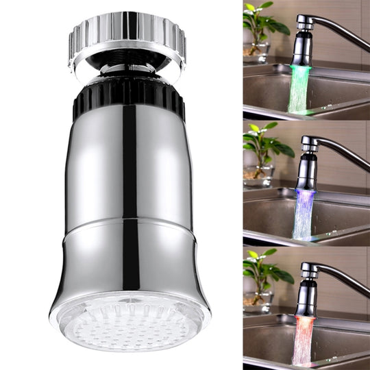 SDF2-B5 1 LED Temperature Sensor RGB LED Faucet Light Water Glow Shower, Size: 78 x 30mm, Interface: 22mm (Silver)