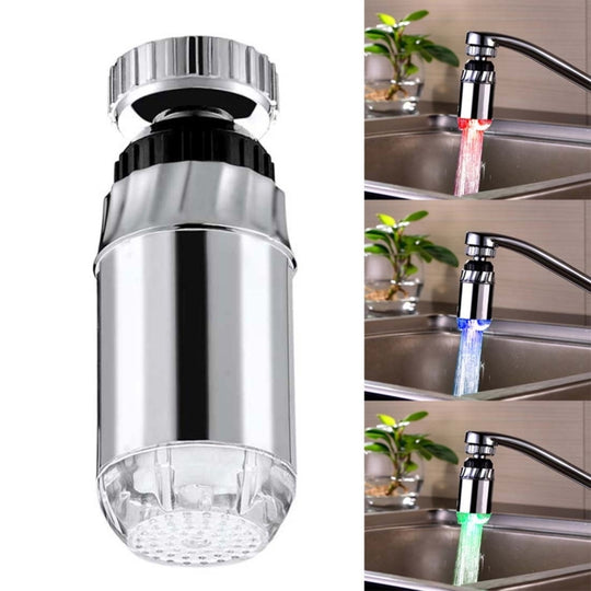 SDF-B2 1 LED ABS Temperature Sensor RGB LED Faucet Light Water Glow Shower, Size: 78 x 28mm, Interface: 22mm (Silver)