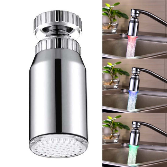 SDF2-B13 1 LED Temperature Sensor RGB LED Faucet Light Water Glow Shower, Size: 78 x 30mm, Interface: 22mm (Silver)