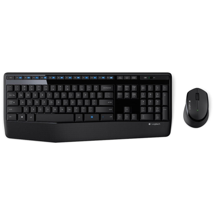 Logitech MK345 Wireless Full-size Keyboard + 2.4GHz 1000DPI Wireless Optical Mouse Set with Nano Receiver(Black) - Wireless Keyboard by Logitech | Online Shopping UK | buy2fix