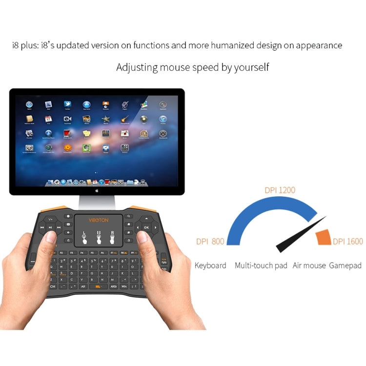 VIBOTON i8 Plus Updated 2.4GHz QWERT Mini Wireless Keyboard with Touchpad for TV Box, Mi Box, Computer, Tablet, Laptop and Projector(Black) - MINI PC Accessories & Gadgets by VIBOTON | Online Shopping UK | buy2fix