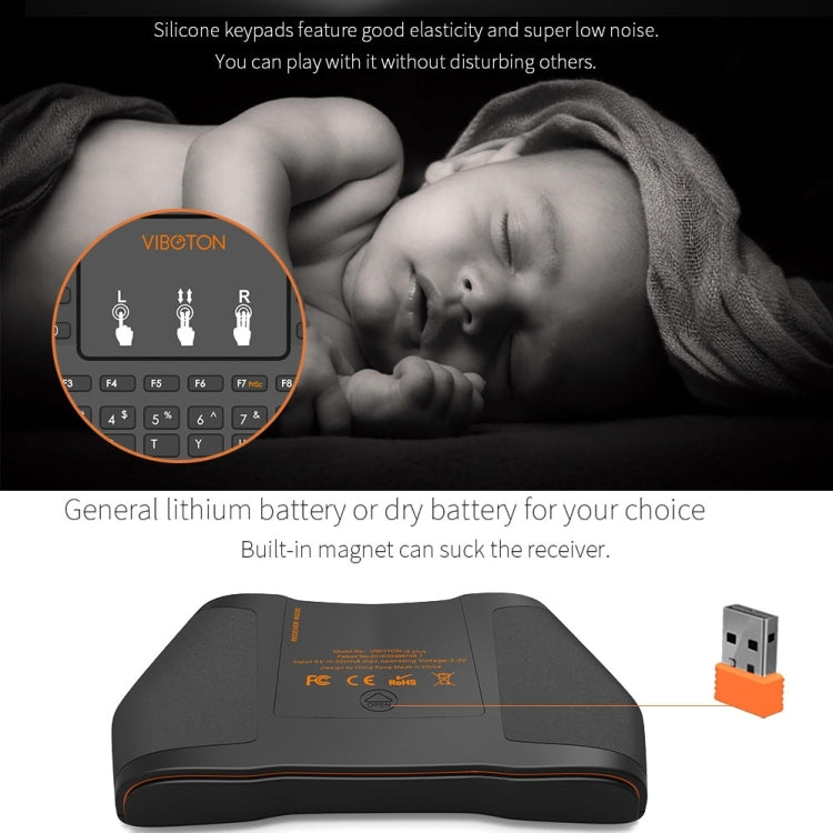 VIBOTON i8 Plus Updated 2.4GHz QWERT Mini Wireless Keyboard with Touchpad for TV Box, Mi Box, Computer, Tablet, Laptop and Projector(Black) - MINI PC Accessories & Gadgets by VIBOTON | Online Shopping UK | buy2fix