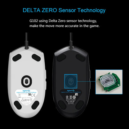 Logitech G102 6-keys RGB Glowing 6000DPI Five-speed Adjustable Wired Optical Gaming Mouse, Length: 2m (Black) - Wired Mice by Logitech | Online Shopping UK | buy2fix