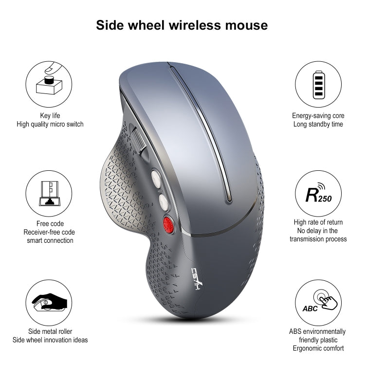 HXSJ T32 Ergonomic Design 2.4G Wireless Vertical Mouse(Silver) - Wireless Mice by HXSJ | Online Shopping UK | buy2fix