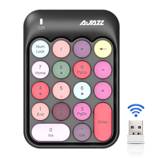 Ajazz AK18 2.4G Mini Wireless Mixed Color Keys Numeric Keyboard (Black) by Ajazz